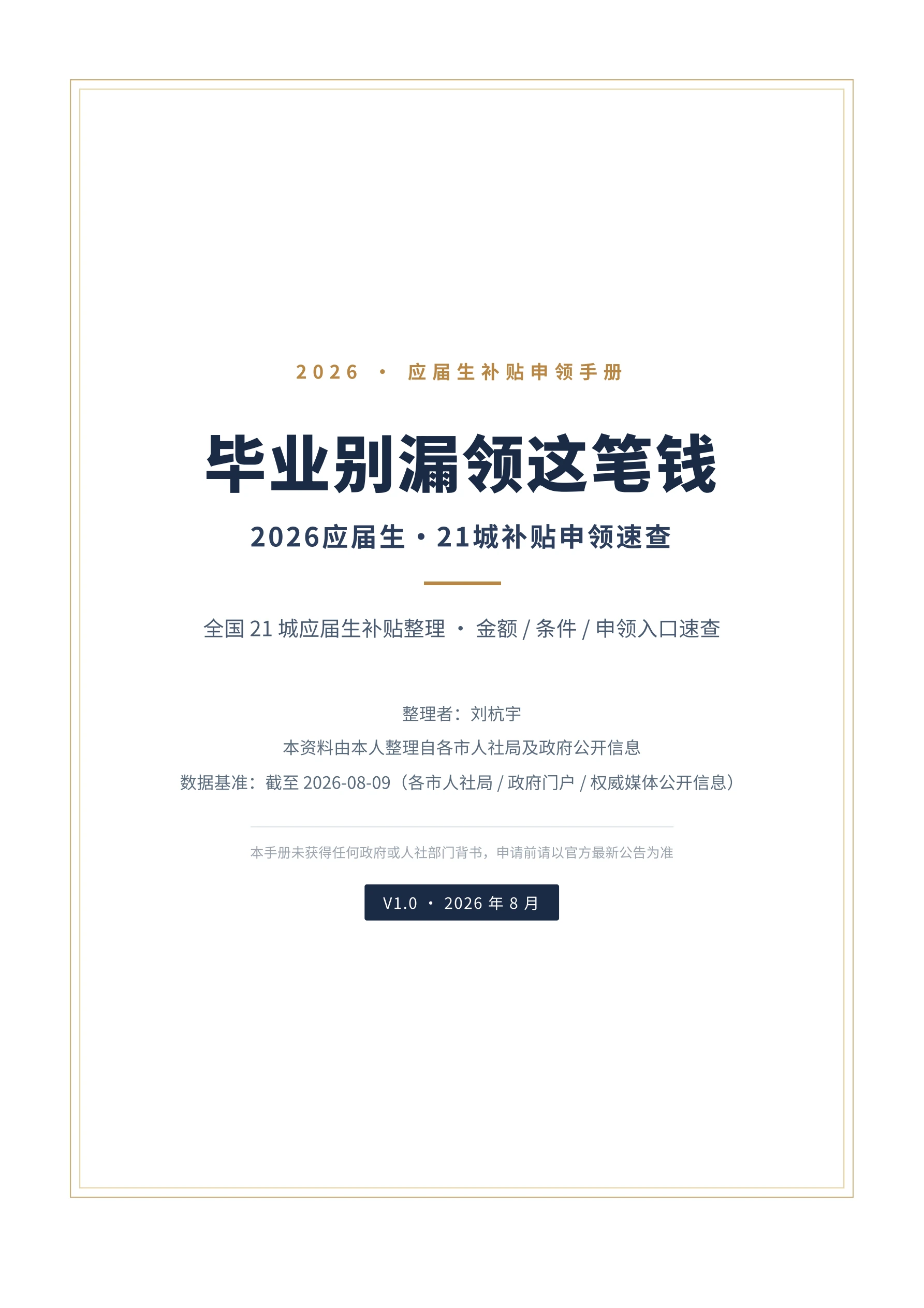2026届毕业生补贴与福利速查封面